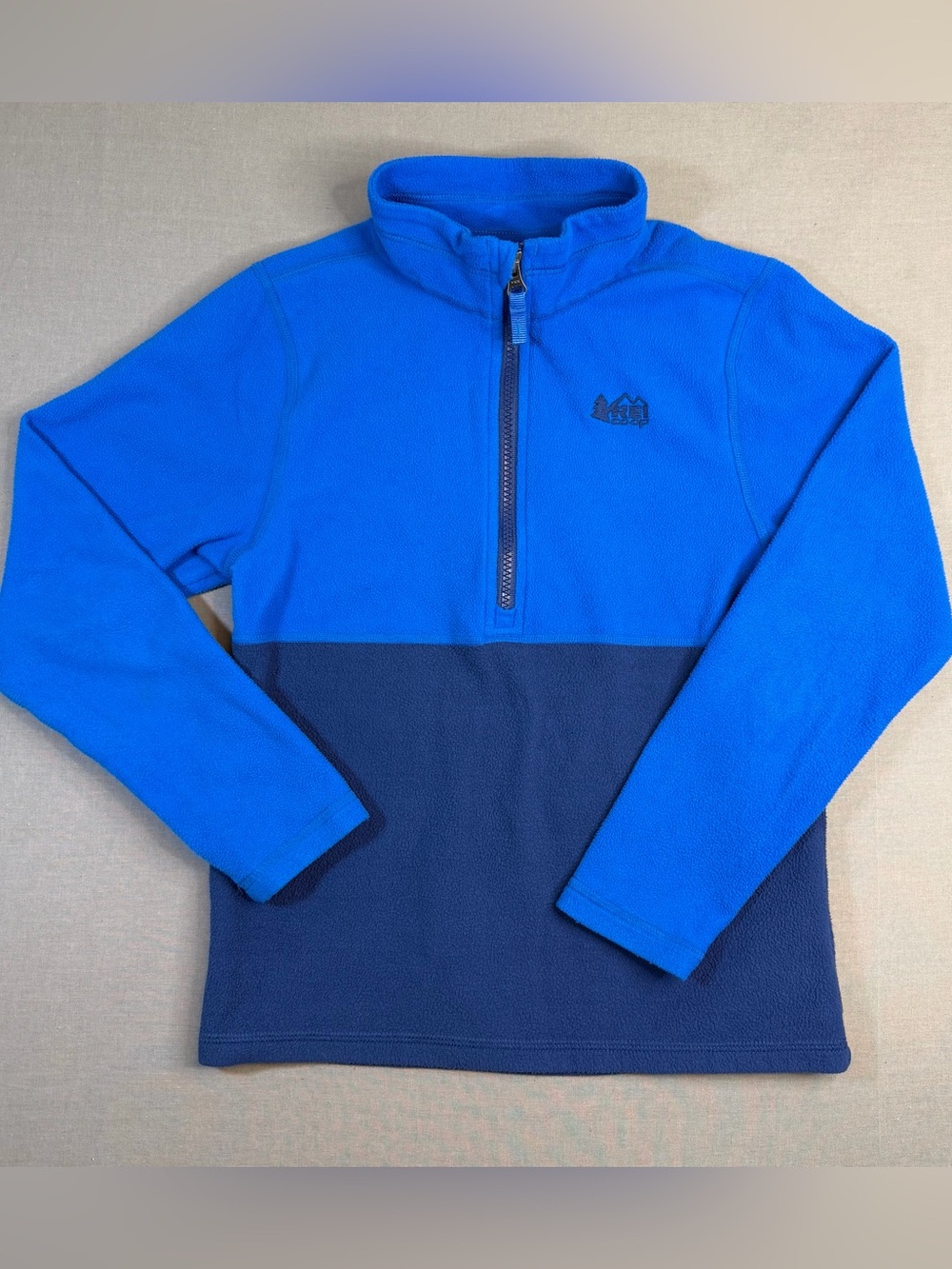 REI co-op Boys M Blue Two-Tone Half-Zip Fleece Pullover